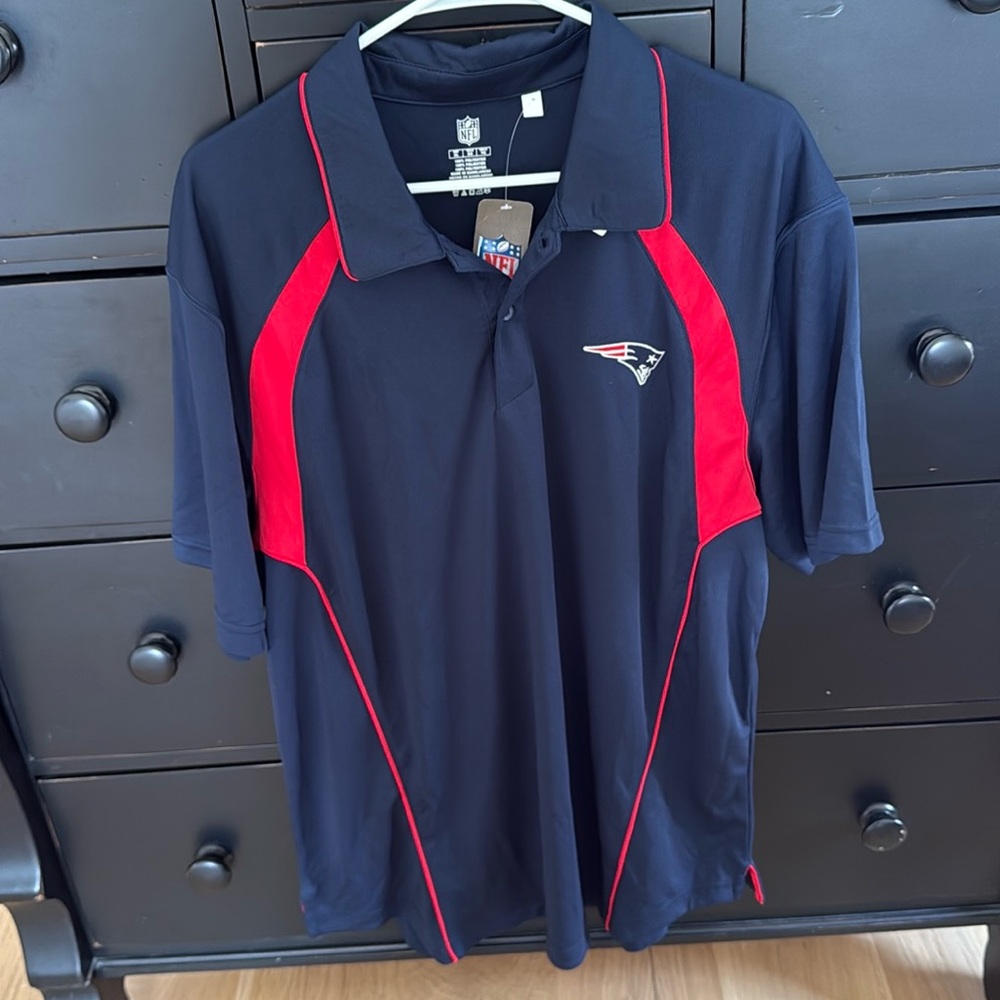 NFL New England Patriots Team Apparel Collared Polo Shirt X-Large Navy Red